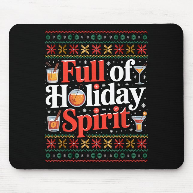 Full Of Holiday Srit Christmas Drinking Retro Tail Mouse Pad (Front)