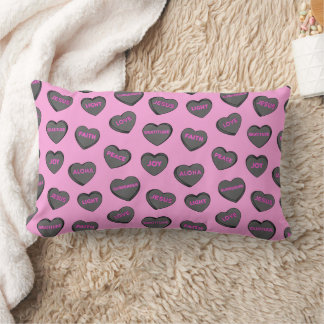Full of Love Hearts Pattern black pink Lumbar Cushion
