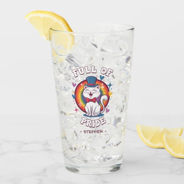 Full of Pride | LGBTQ Cat Pride Glass (Front Ice)