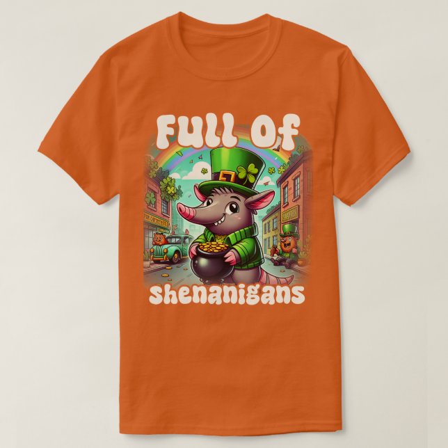 Full Of Shenanigans Aardvark St Patricks Day T-Shirt (Design Front)