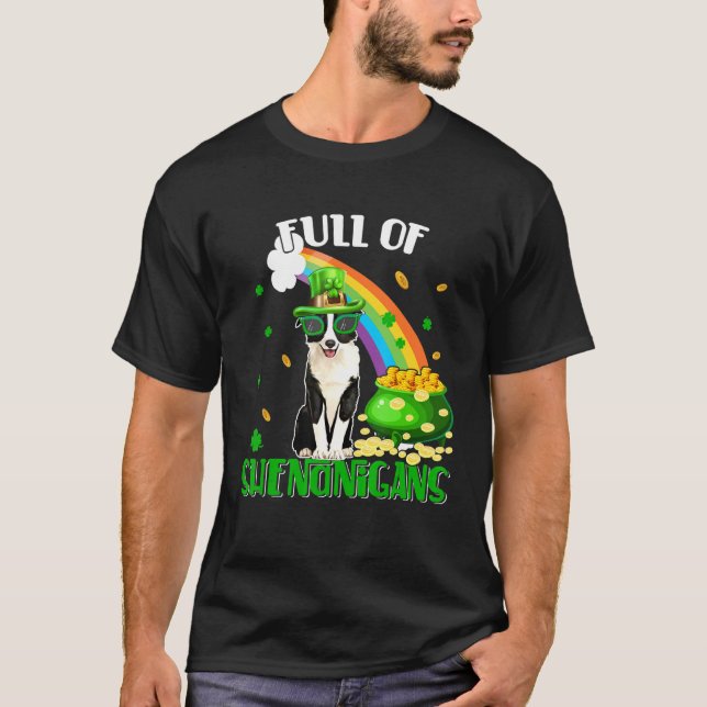 Full Of Shenanigans Patrick S Day Leprechaun Borde T-Shirt (Front)