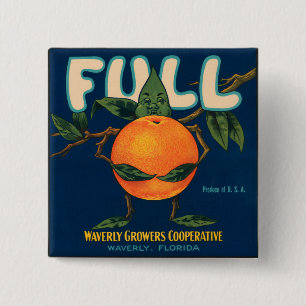 Full - Orange Crate Label 15 Cm Square Badge