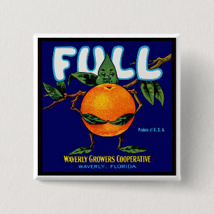 Full - Orange Crate Label 15 Cm Square Badge