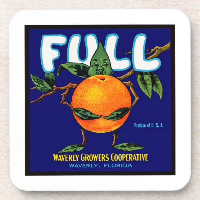 Full - Orange Crate Label Coaster (Front)