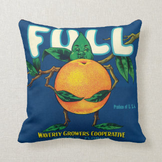 Full Orange Waverly Florida Vintage Label Art Cushion