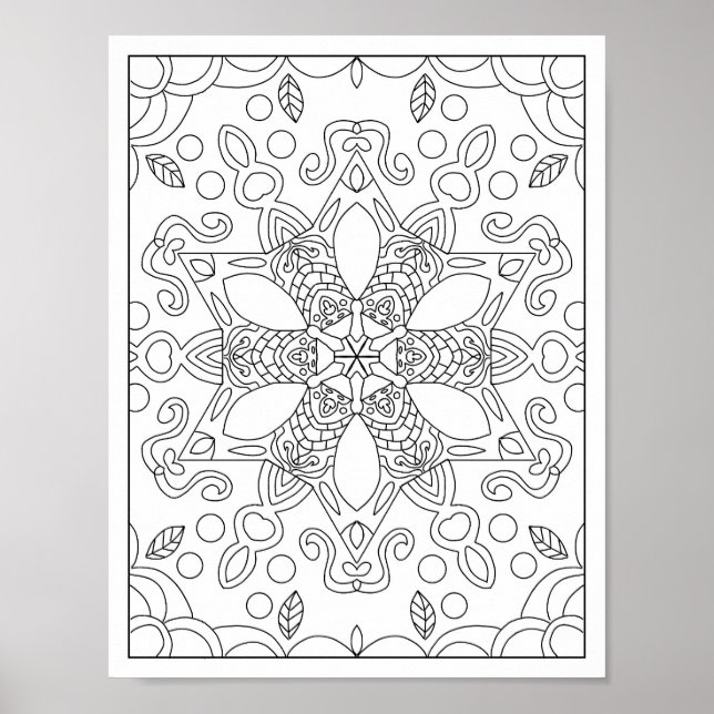 Full Page Mandala Adult Colouring Poster (Front)