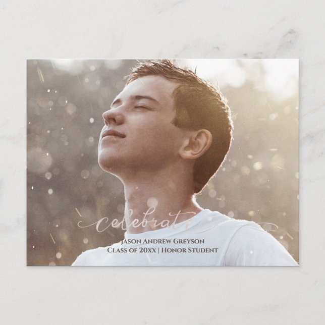 Full page photo silver type graduation invitation (Front)