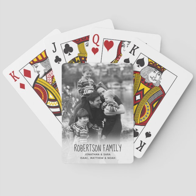 Full Photo and Black Overlay Text | Family Playing Cards (Back)