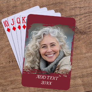 Full Photo Custom Poker — Burgundy Playing Cards