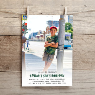 Full Photo Customised Any Age Modern Birthday Invitation