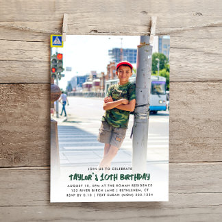 Full Photo Customised Any Age Modern Birthday Invitation