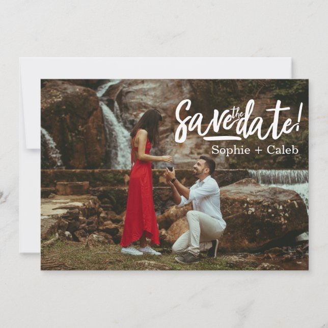 Full Photo Design with Modern Script Save The Date (Front)
