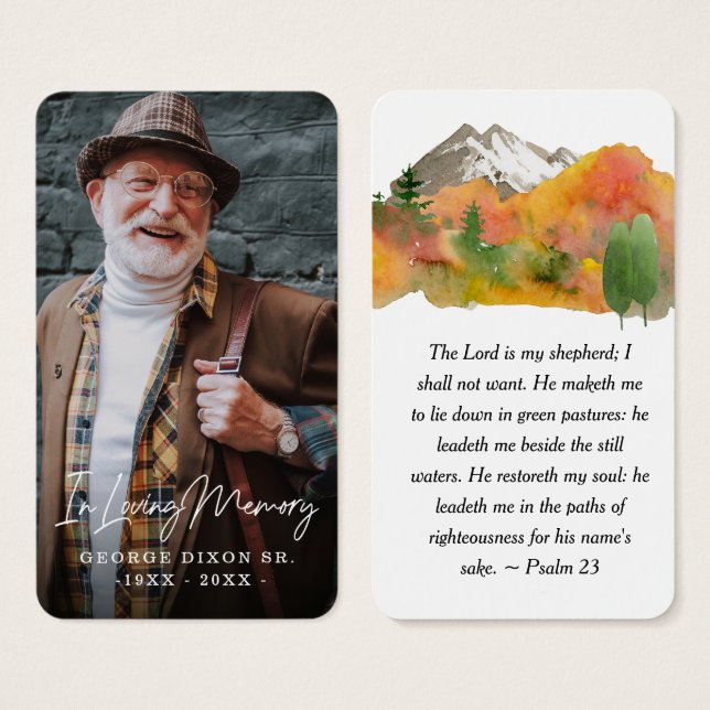 Full Photo Fall Mountain Prayer Card (Front & Back)