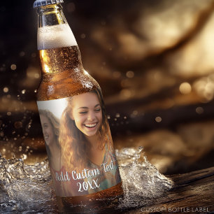 Full Photo Layout with a Modern White Script Text Beer Bottle Label