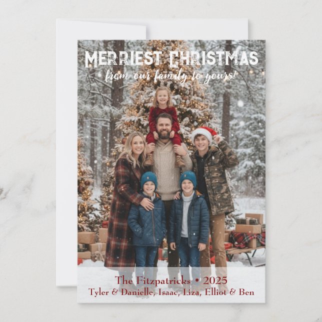Full Photo Merriest Christmas Flat Holiday Card (Front)