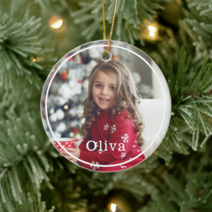 Full Photo Minimal & Modern Two Photo Layout Ceramic Tree Decoration