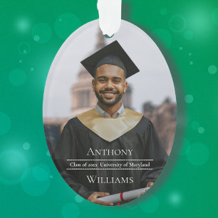 Full Photo Minimalist Graduation Oval Ornament