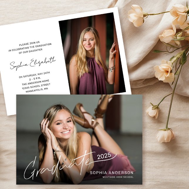 Full Photo Modern Elegant Graduation Party  Invitation (Creator Uploaded)