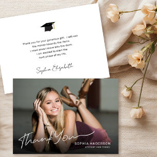 Full Photo Modern Graduate Thank You Card