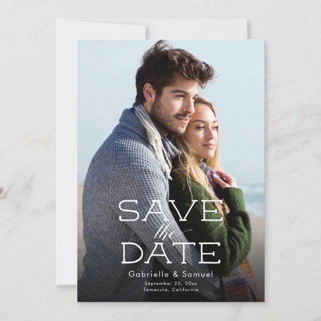 Full Photo Modern Typography Save The Date (Front)