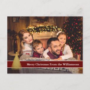 Full Photo Postcard Gold Christmas Tree Your Text