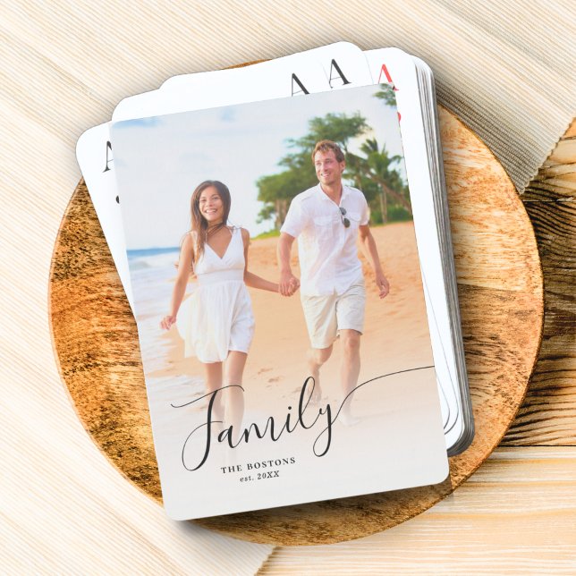 Full Photo Vertical Custom Elegant Script Family Playing Cards (Creator Uploaded)