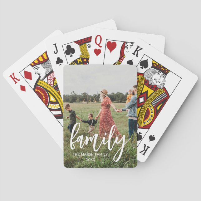 Full Photo - Vertical Custom Script Family Text  Playing Cards (Back)