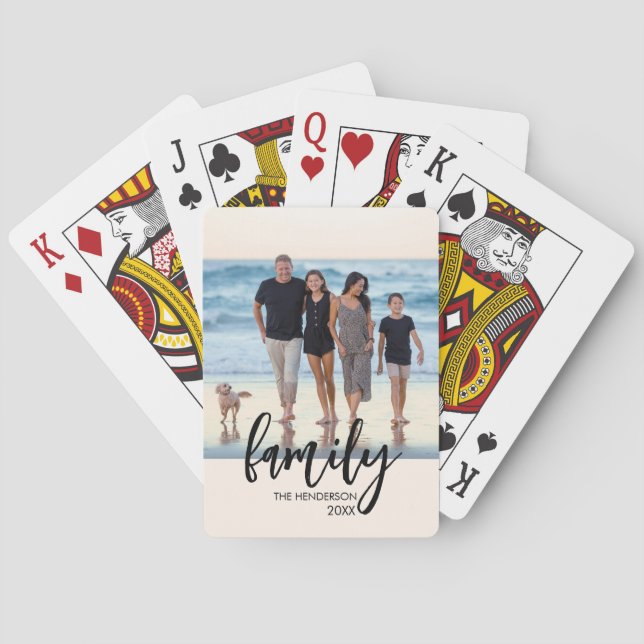 Full Photo - Vertical Custom Script Family Text  Playing Cards (Back)