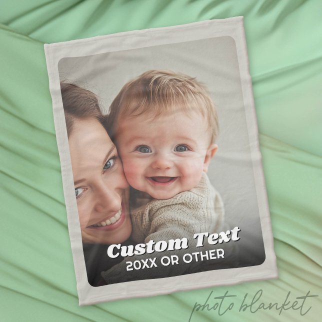 Full Photo - Vertical Custom Text Fleece Blanket (Custom Photo Blanket)
