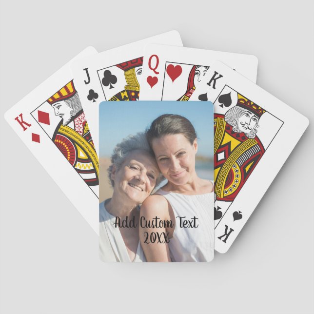 Full Photo - Vertical Custom Text Poker Playing Cards (Back)