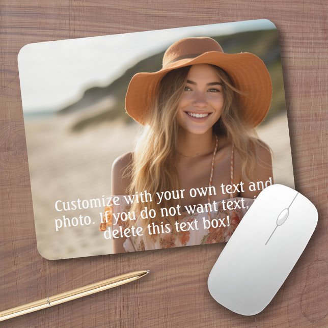 Full Photo with simple text on bottom Mouse Pad (Custom Mousepad)