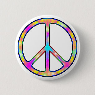 Full Psychedelic Peace Sign 6 Cm Round Badge