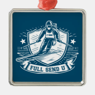Full Send University Skiing Metal Tree Decoration