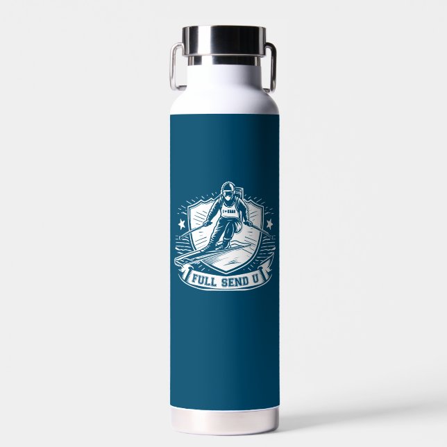 Full Send University Skiing Water Bottle (Front)