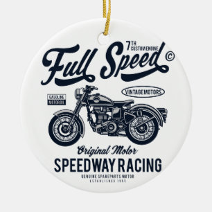 Full Speed Speedway Racing Ceramic Tree Decoration