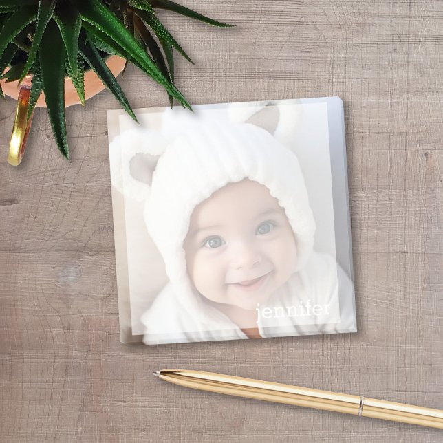 Full Square Photo Design with Custom Name Post-it Notes (Add one photo to the background of this post-it note!)