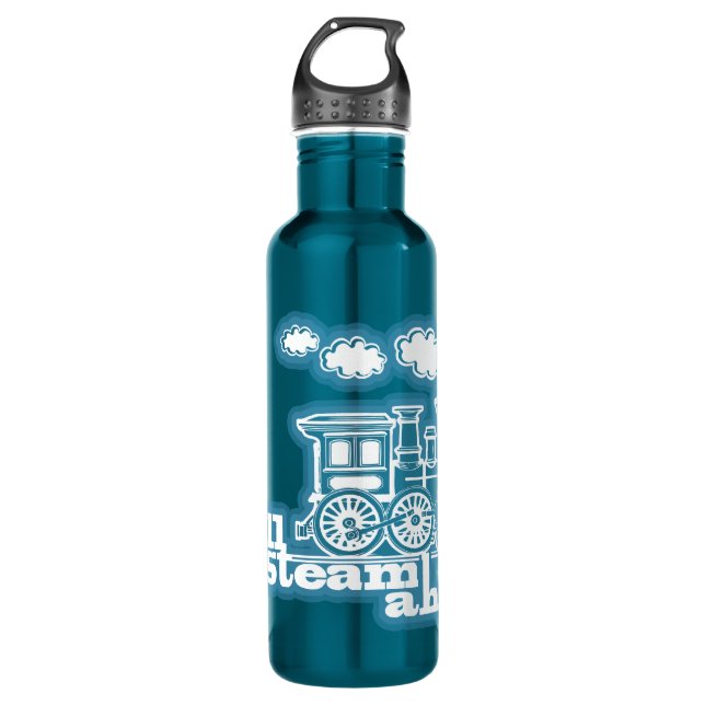 full steam ahead blue train drinks bottle (Front)