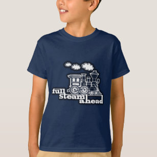 "full steam ahead" loco train dark kids t-shirt