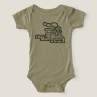 "full steam ahead" loco train green kids t-shirt
