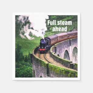 Full steam ahead Locomotive Train on Bridge Napkin