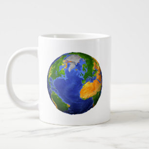 Full The Earth Showing Topographic Data. Large Coffee Mug