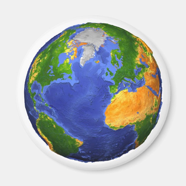 Full The Earth Showing Topographic Data. Magnet (Front)