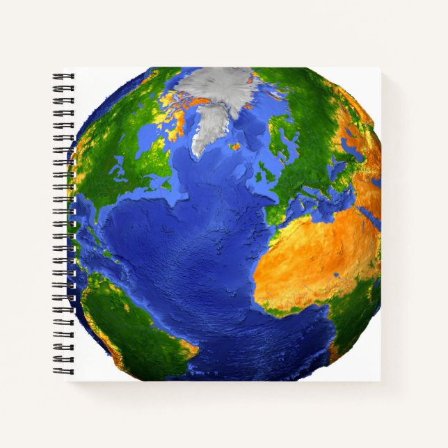 Full The Earth Showing Topographic Data. Notebook (Front)