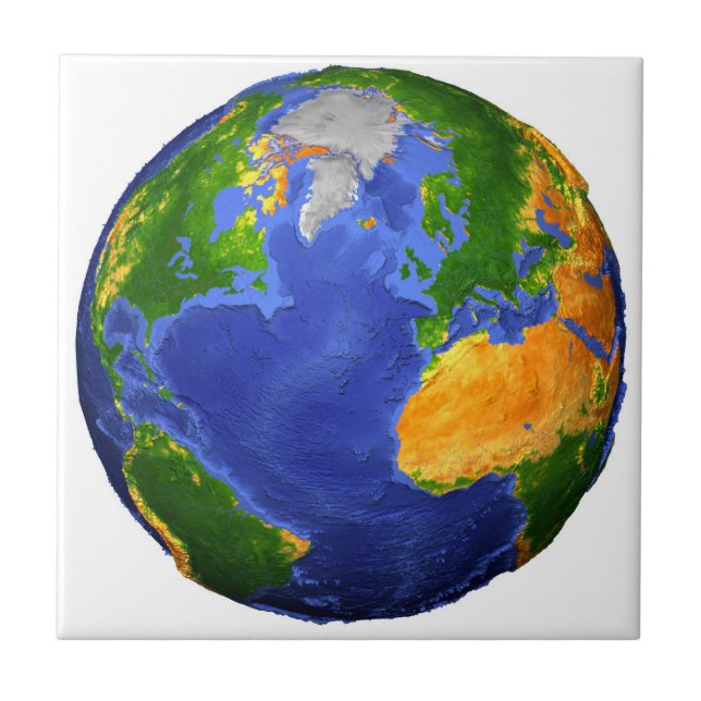 Full The Earth Showing Topographic Data. Tile (Front)