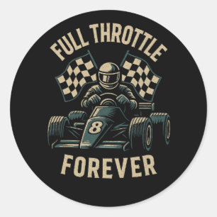Full Throttle Forever – Vintage Racing Spirit Classic Round Sticker