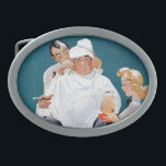 Full Treatment Belt Buckles<br><div class="desc">Artist: Norman Rockwell | Barber,  manicurist & shoe shine work on customer</div>