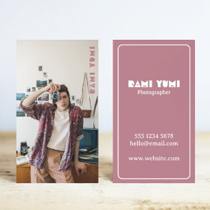 Full Vertical Photo Photography Photographer Pink Business Card