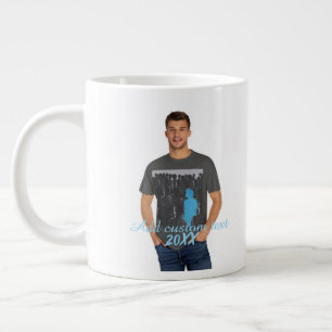 Full Vertical Photo - Script Custom Text  Large Coffee Mug
