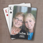Full Vertical Photo - Script Custom Text Playing Cards<br><div class="desc">Custom playing cards with a photo are a unique way to personalise a classic deck, transforming it into a memorable keepsake or gift. Featuring a cherished image—such as a family portrait, a pet, or a special moment—these cards blend functionality with sentimentality. Printed on high-quality stock, they maintain the feel of...</div>