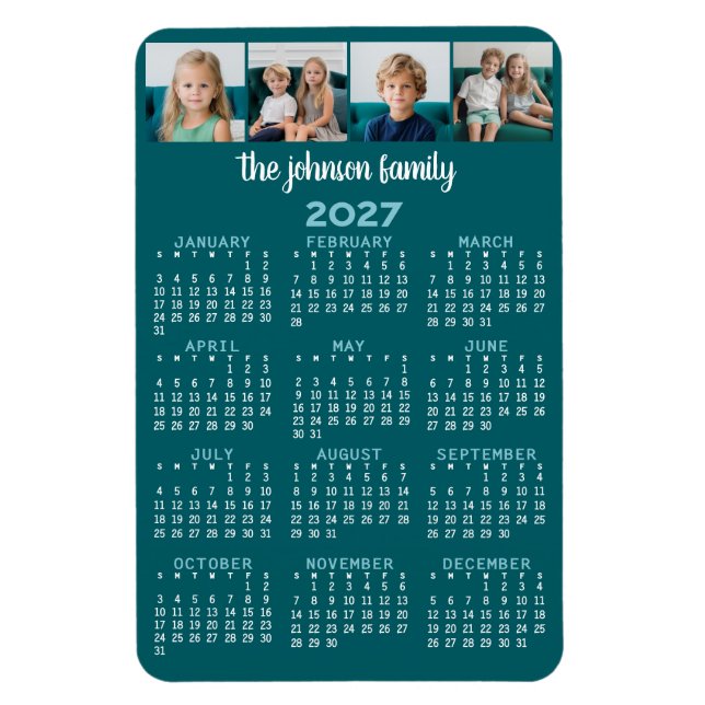 Full View Calendar with 4 photos Magnet (Vertical)